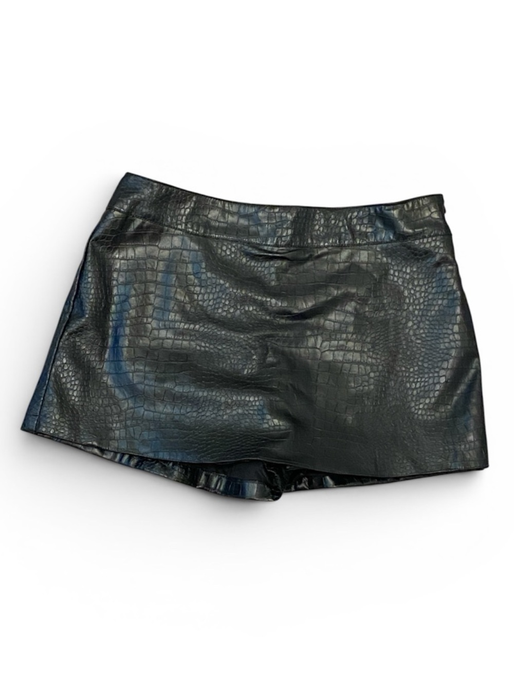 NWT Black Faux Croc Mini Skort L